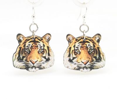 detailed tiger wood earrings