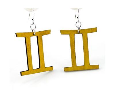 tan gemini wood earrings