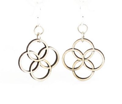 Natural wood integrated circle blossom wood earrings