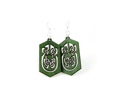 kelly green celtic rectangle earrings