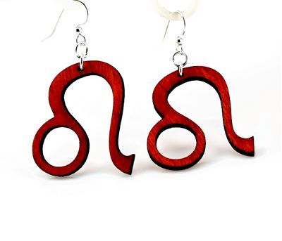 red leo wood earrings