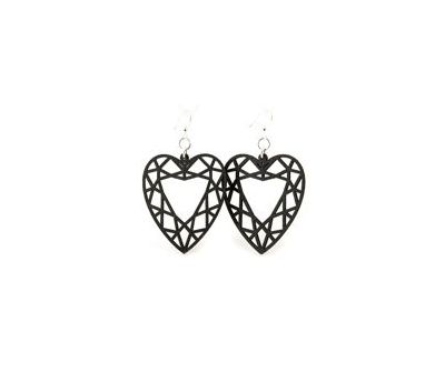 Black guarded heart wood earrings