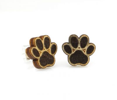 Puppy Paws Stud Wood Earrings made from Eco Friendly Wood