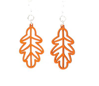 tangerine fall leaf wood earrings