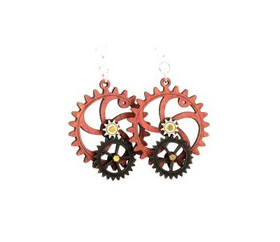 kinetic gear wood earrings