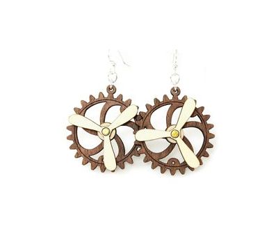 kinetic gear wood earrings