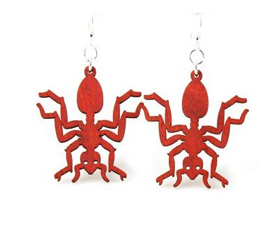 Cherry red ant wood earrings