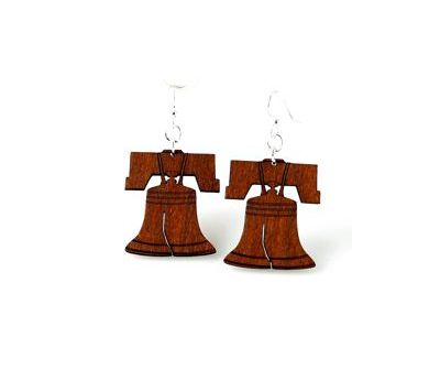 cinnamon liberty bell wood earrings