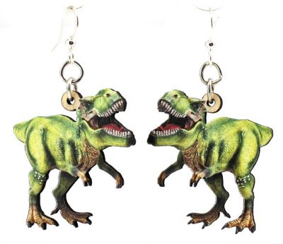 t-rex wood earrings