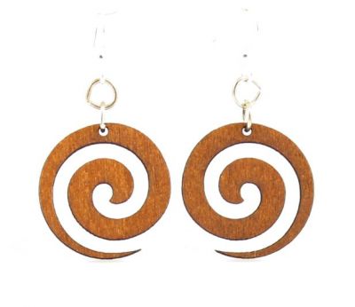 Spiral blossom wood earrings