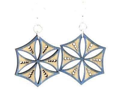 aqua marine ice crystal wood earrings