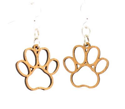 puppy paw blossom wood earrings
