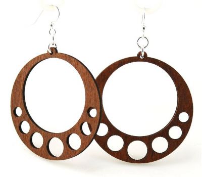 Cinnamon hanging circle wood earrings