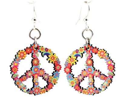 blossom peace wood earrings