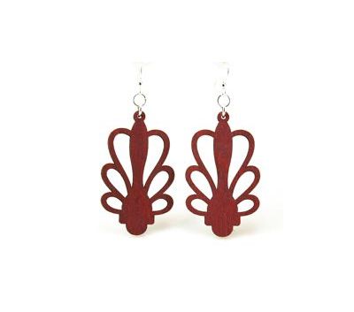 Cherry red planter design wood earrings