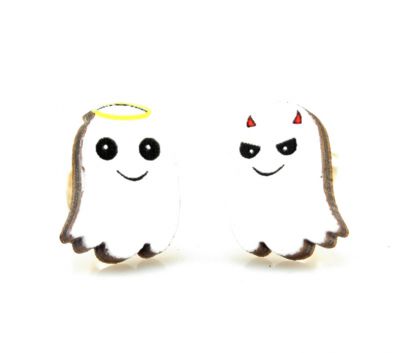 ghost stud wood earrings