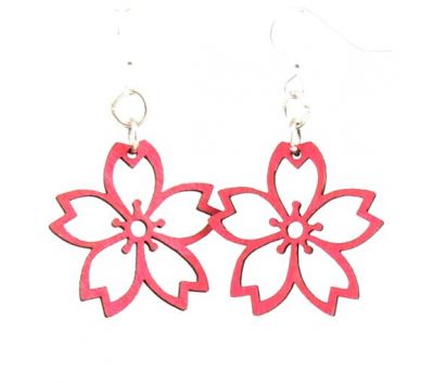 Rose Cherry Blossom Wood Earrings