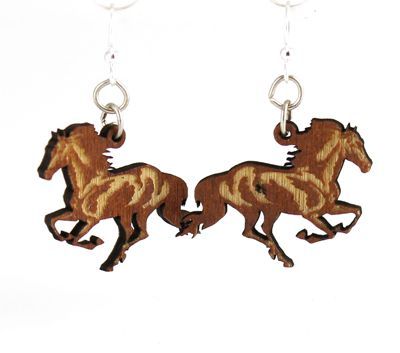 running horse wood earrings