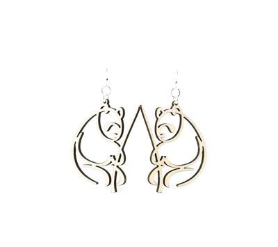 Natural wood Panda earrings