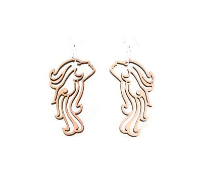 tan mother wind wood earrings