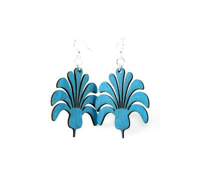 aqua marine flower bouquet wood earrings