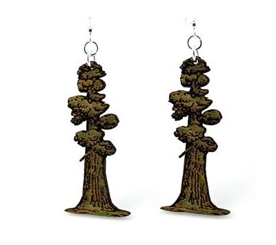 tall redwood tree wood earrings