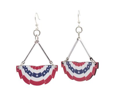 USA Pleated Fan Flag EARRINGS #1638