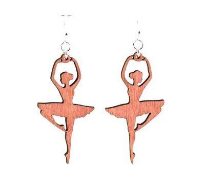 fuchsia ballerina wood earrings