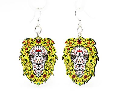 lion pride wood earrings