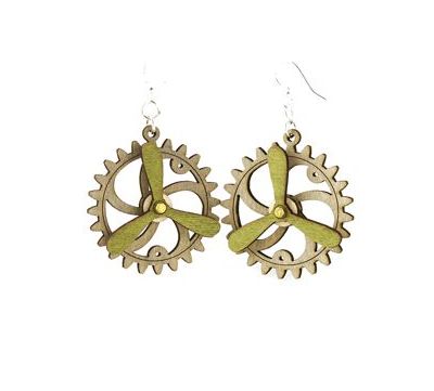 kinetic gear wood earrings