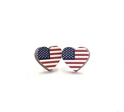 Flag Heart Stud EARRINGS #3086