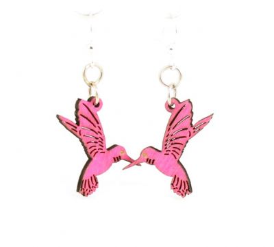 Rhomadine Hummingbird blossom wood earrings