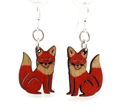 Fox wood earrings