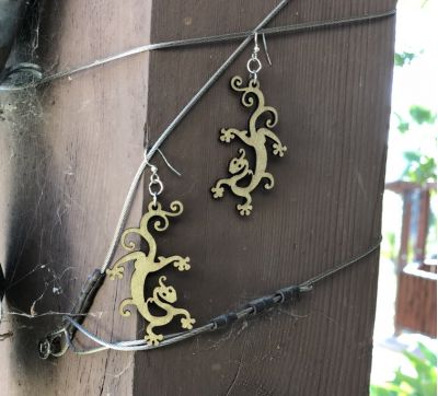 Gecko Wood Earrings