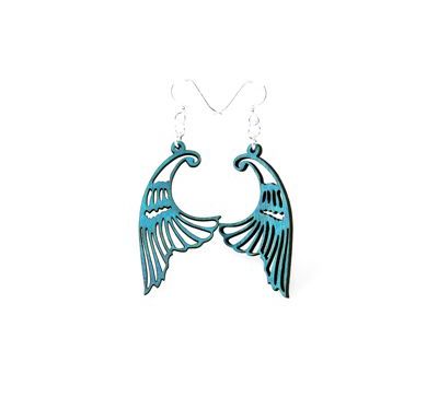 aqua marine mermaid tail wood earrings