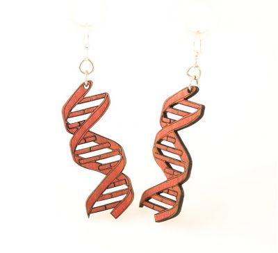 tangerine double helix wood earrings