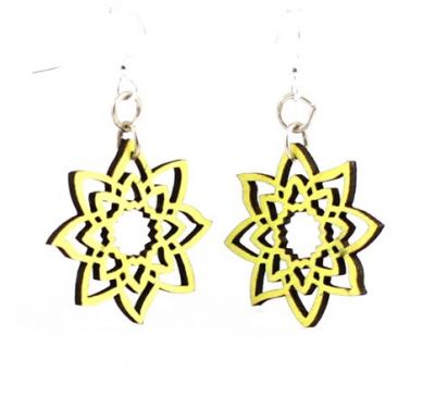 Neon Yellow blossom wood earrings