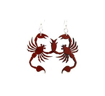 Cherry red scorpion wood earrings