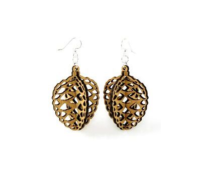 pine cone wood earrings