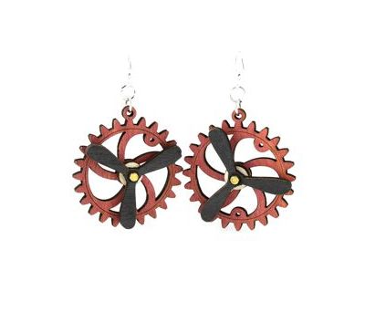 kinetic gear wood earrings