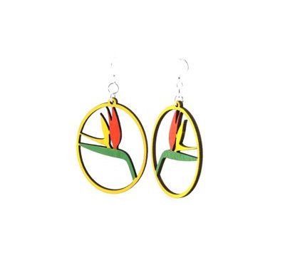 Birds of Paradise Wood Earrings