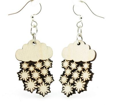 snow cloud blossom wood earrings