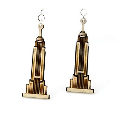 empire state building wood earrings