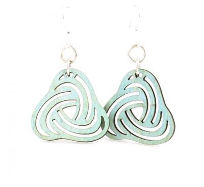 sky blue overlapping petal blossom wood earrings