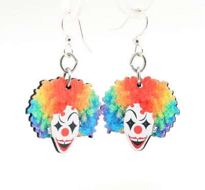 clown wood earrings