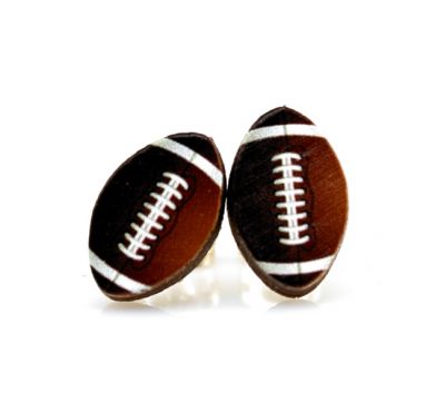 football stud wood earrings