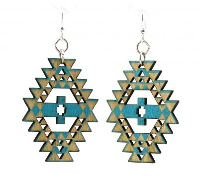 aqua marine navajo wood earrings