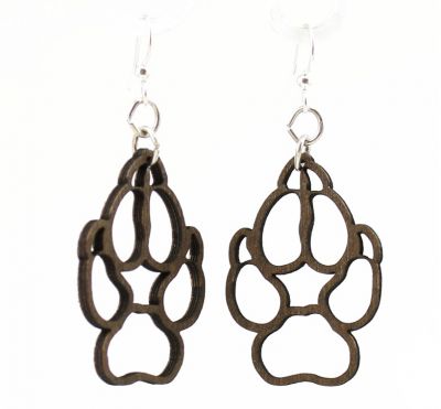 Brown Dog Paw wood earrings