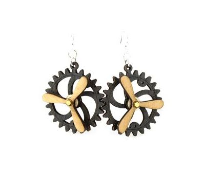 kinetic gear wood earrings