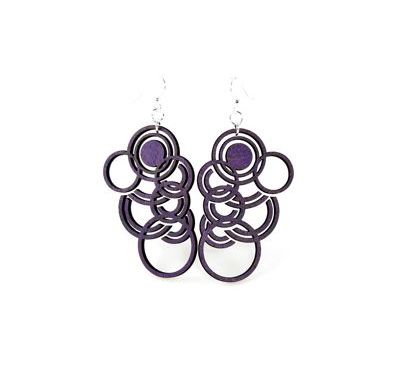 purple autumn circle wood earrings